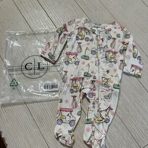 Caden Lane Country Club Golf Ruffle Zipper Footie, newborn NWT